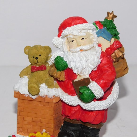 Vintage Santa's Trim Shoppe Chimney Santa Claus Fireplace Mantel Stocking Holder - Picture 2 of 7